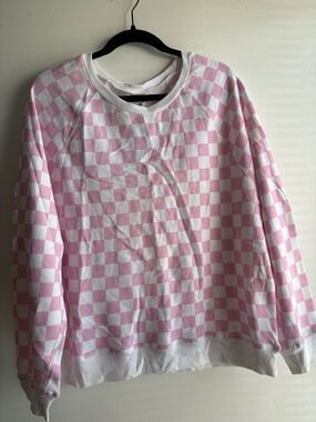 Pink and White Checkered Crewneck